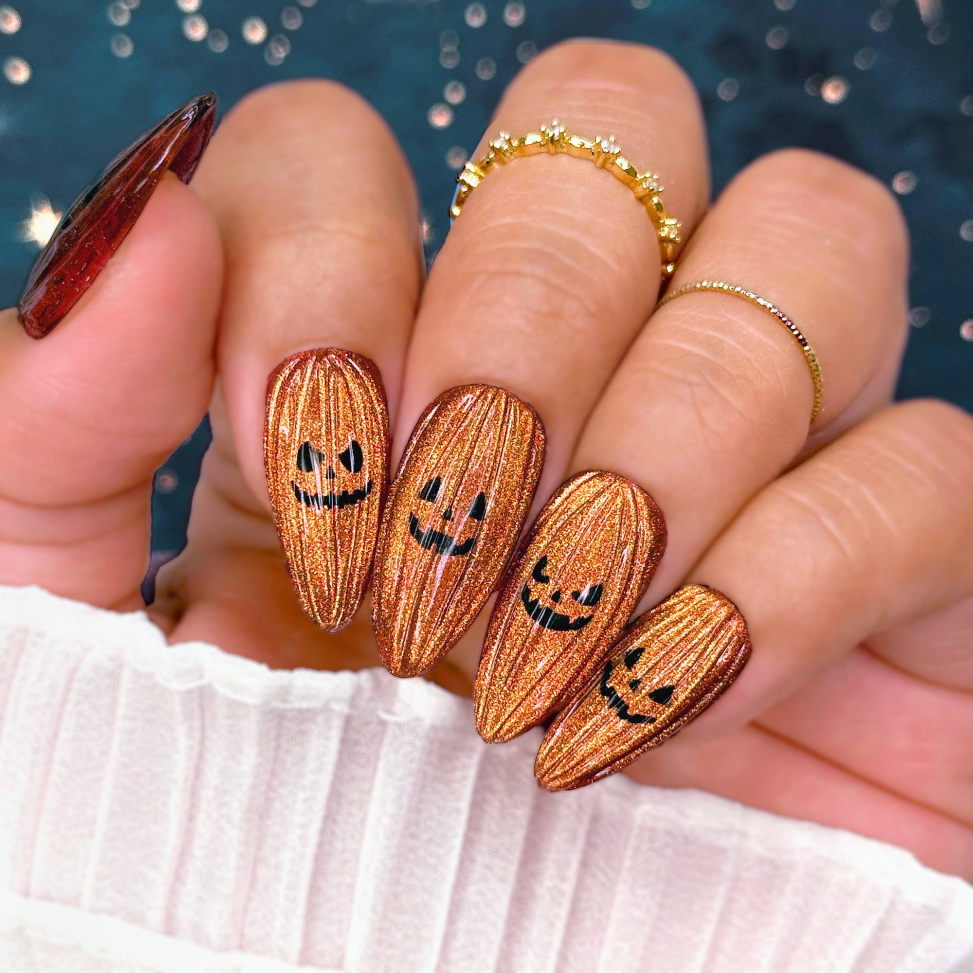 Daily Charme - Halloween Bejeweled Nail Art Sticker - Wicked Pumpkins - Nail Art at Beyond Polish
