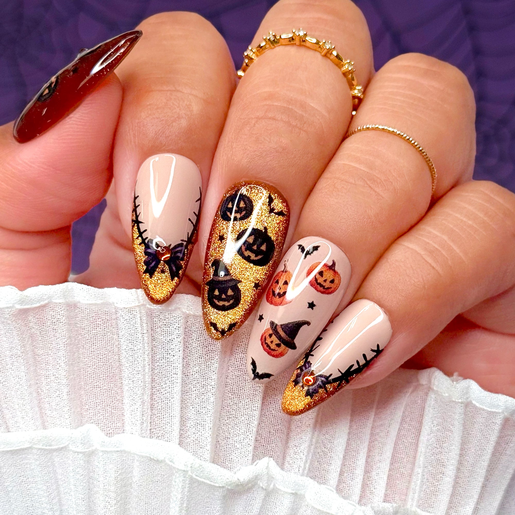 Daily Charme - Halloween Bejeweled Nail Art Sticker - Wicked Pumpkins - Nail Art at Beyond Polish