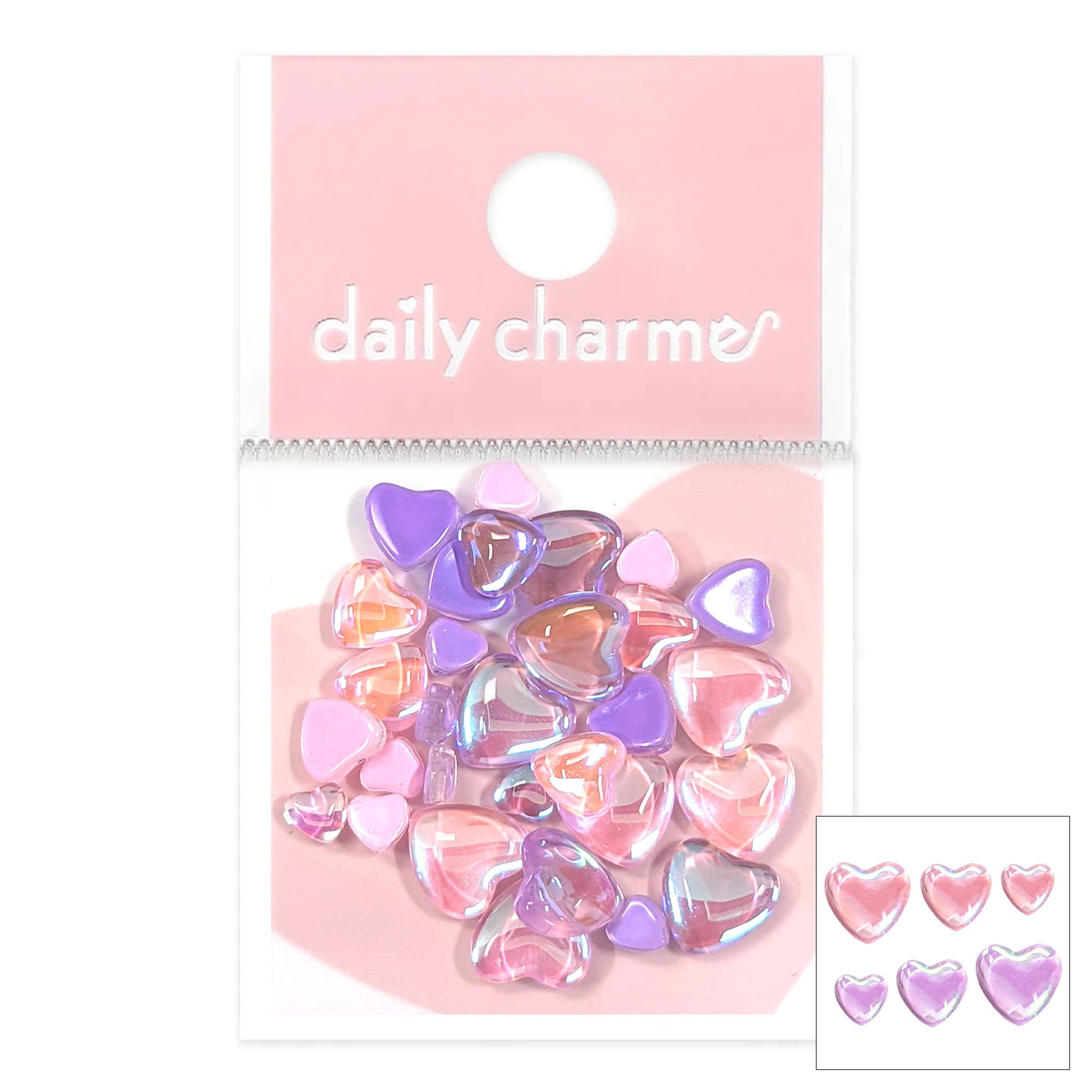 Daily Charme - Iridescent Bubble Hearts Mix - Pink & Purple - Nail Art at Beyond Polish