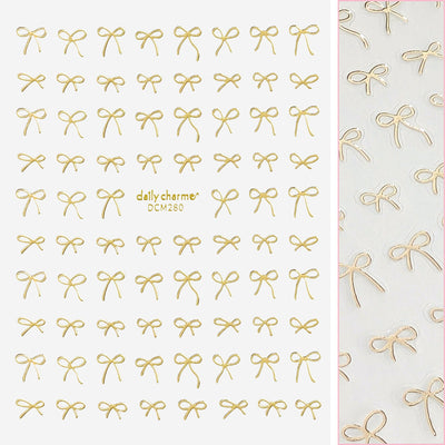 Daily Charme - Kawaii Nail Art Sticker - Coquette Bows - Gold - Nail Art at Beyond Polish