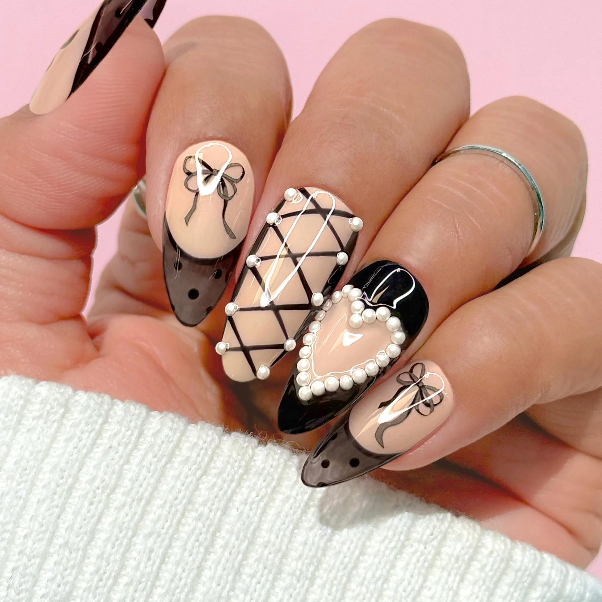Daily Charme - Kawaii Nail Art Sticker – Ribbon Reverie – Black - Nail Art at Beyond Polish
