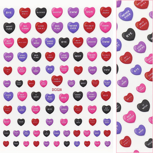 Daily Charme - Valentine 3D Embossed Nail Art Sticker / Anti-Sweet Talk