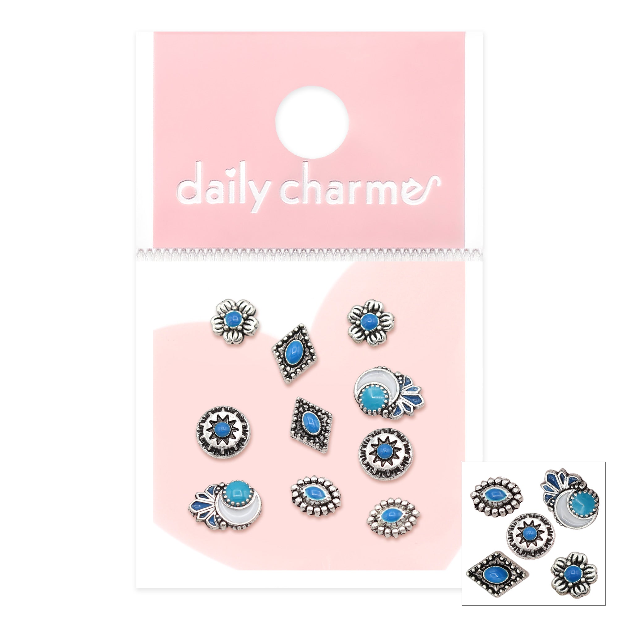 Daily Charme - Vintage Boho Silver Nail Charms Mix - Nail Art at Beyond Polish