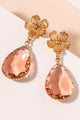 Floral Glass Stone Dangling Earrings - Earrings at Beyond Polish