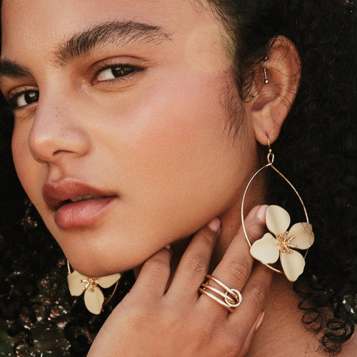 Floral Hoop Earrings