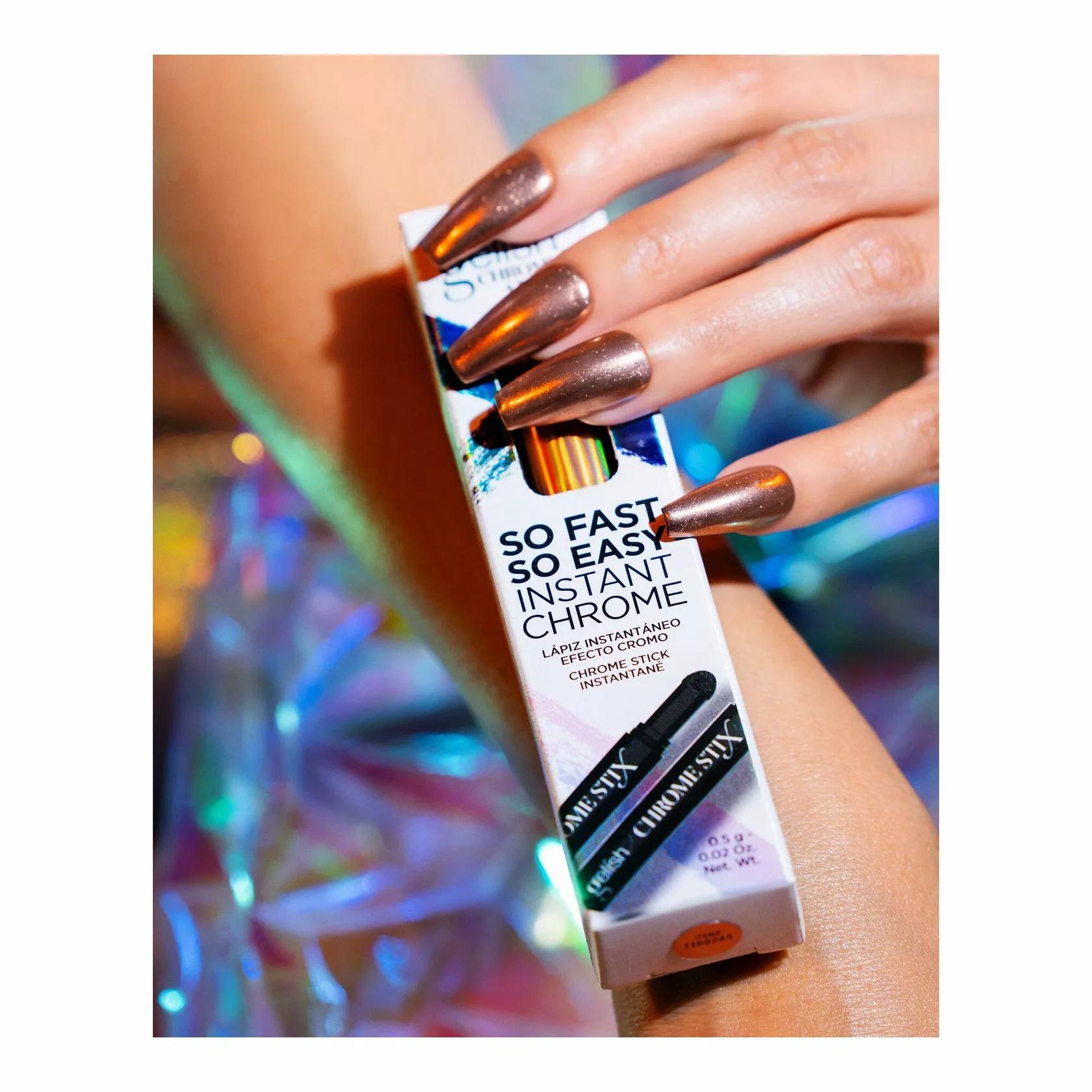 Gelish - Chrome Stix - Copper - Nail Art at Beyond Polish