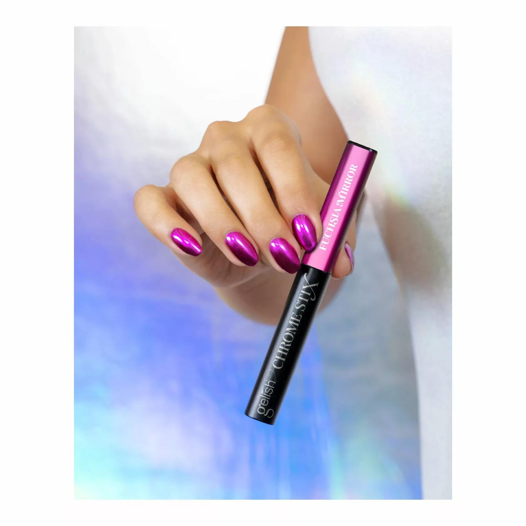 Gelish - Chrome Stix - Fuchsia Mirror - Nail Art at Beyond Polish