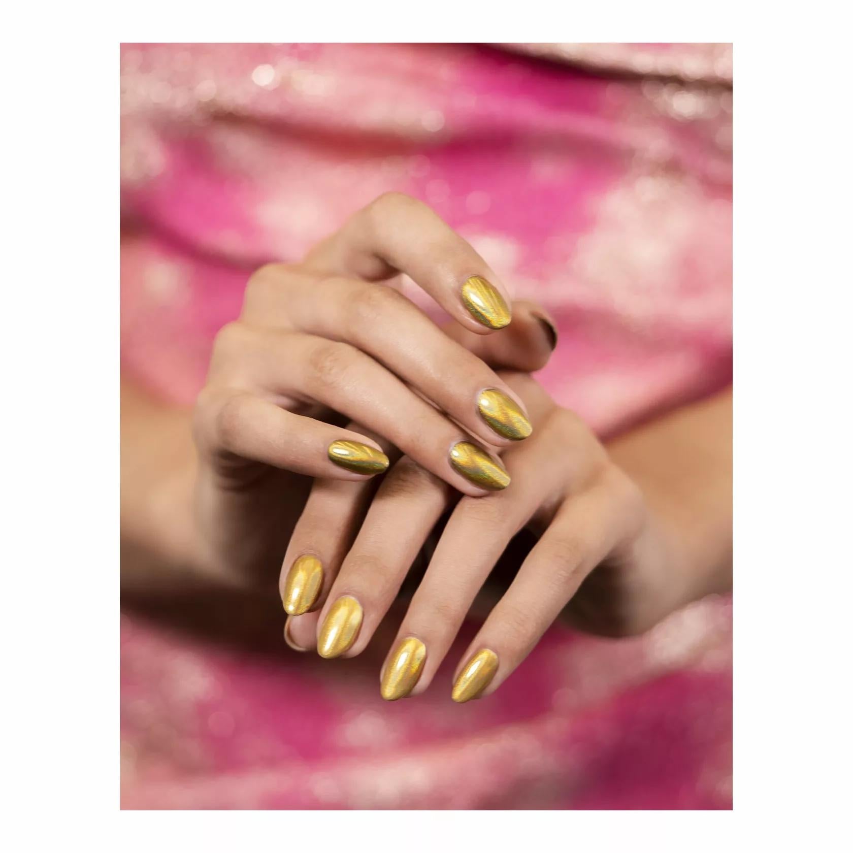 Gelish - Chrome Stix - Gold Holographic - Nail Art at Beyond Polish
