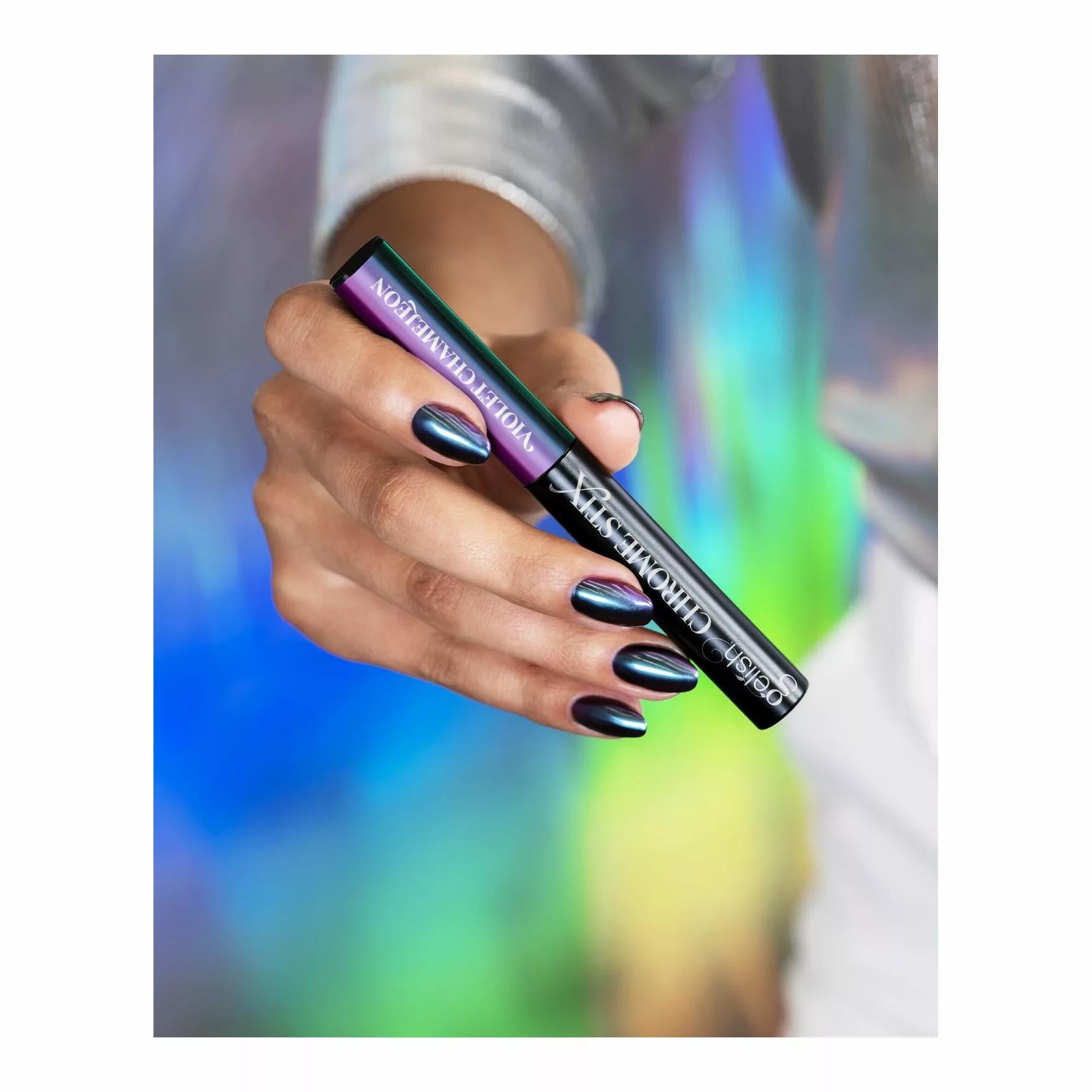 Gelish - Chrome Stix - Violet Chameleon - Nail Art at Beyond Polish