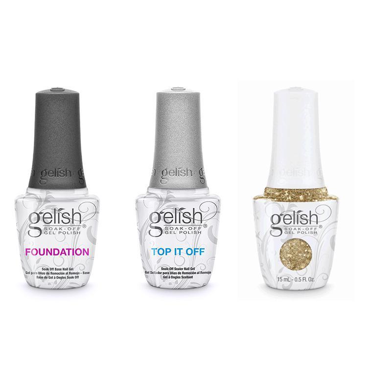 Gelish Combo - Base, Top & All That Glitters Is Gold - Gel Polish at Beyond Polish