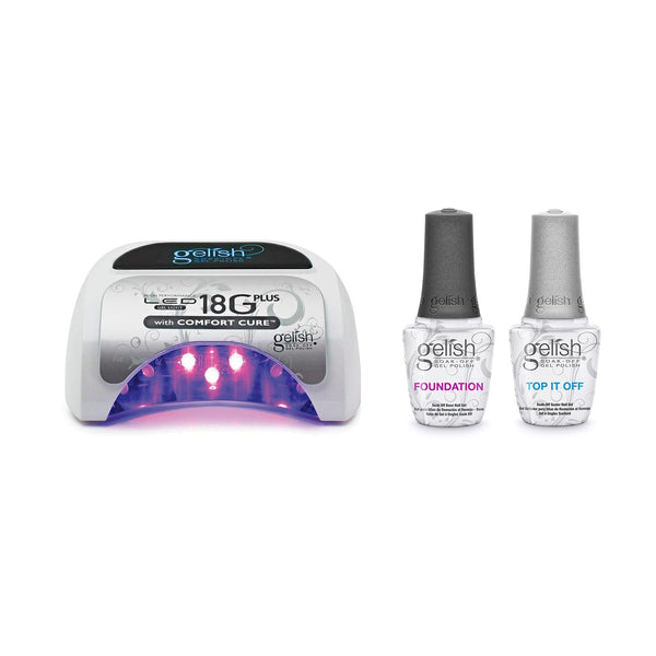 GELISH LEDライト+GELISHポリジェル他 Gelish - LED 18G Light PLUS with Comfort Cure Gel Kit - Clear Gel