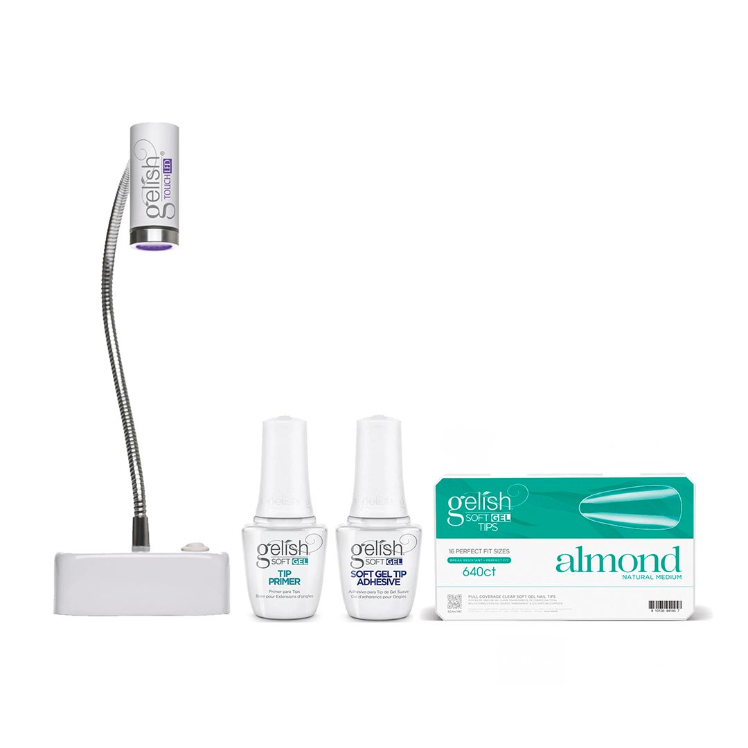 Gelish - Soft Gel Tips & LED Light Kit - Natural Medium Almond 640CT - Nail Extensions at Beyond Polish