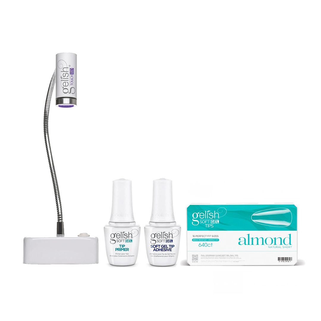 Gelish - Soft Gel Tips & LED Light Kit - Natural Short Almond 640CT - Nail Extensions at Beyond Polish