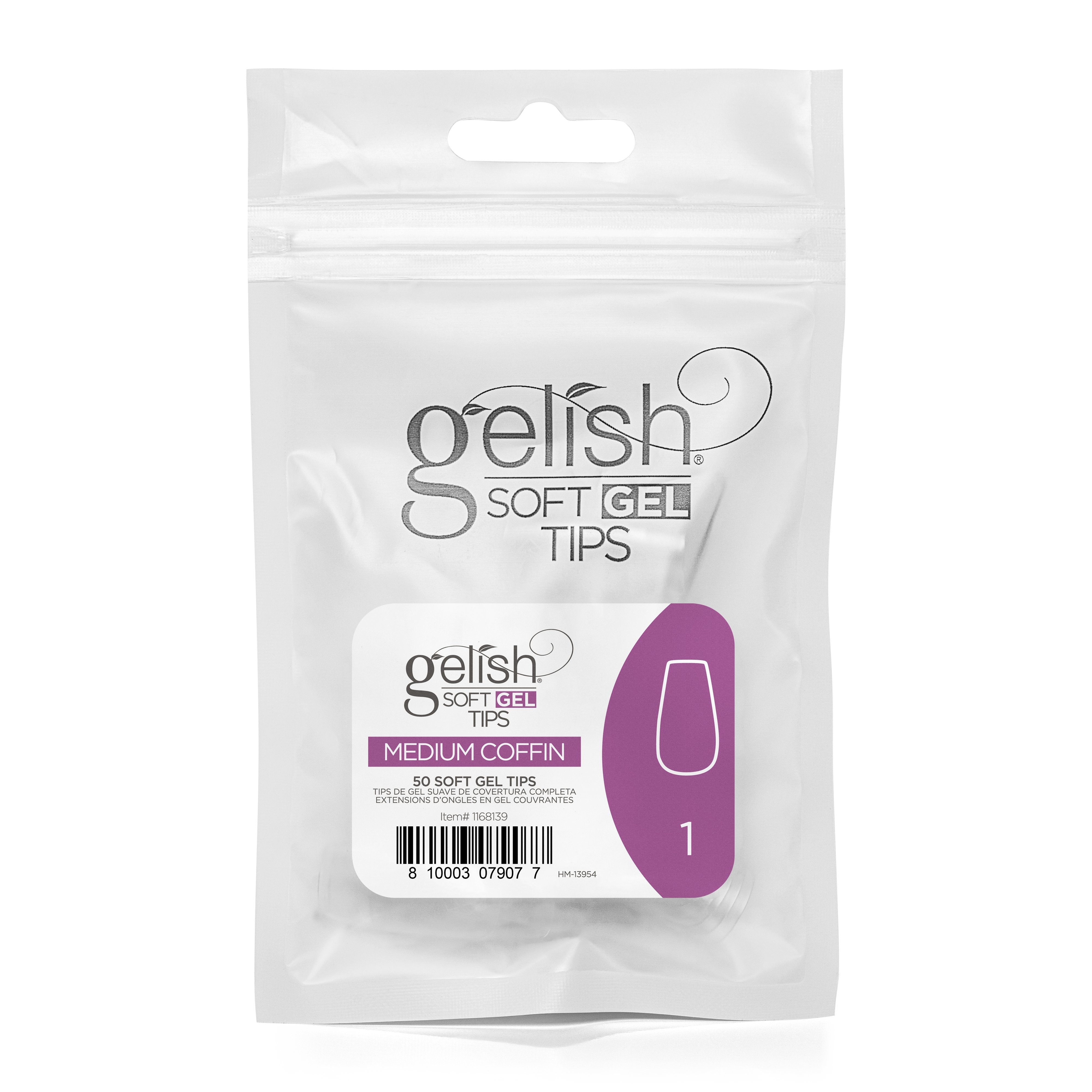 Gelish - Soft Gel Tips - Medium Coffin Size 1 50CT Refill - Nail Extensions at Beyond Polish