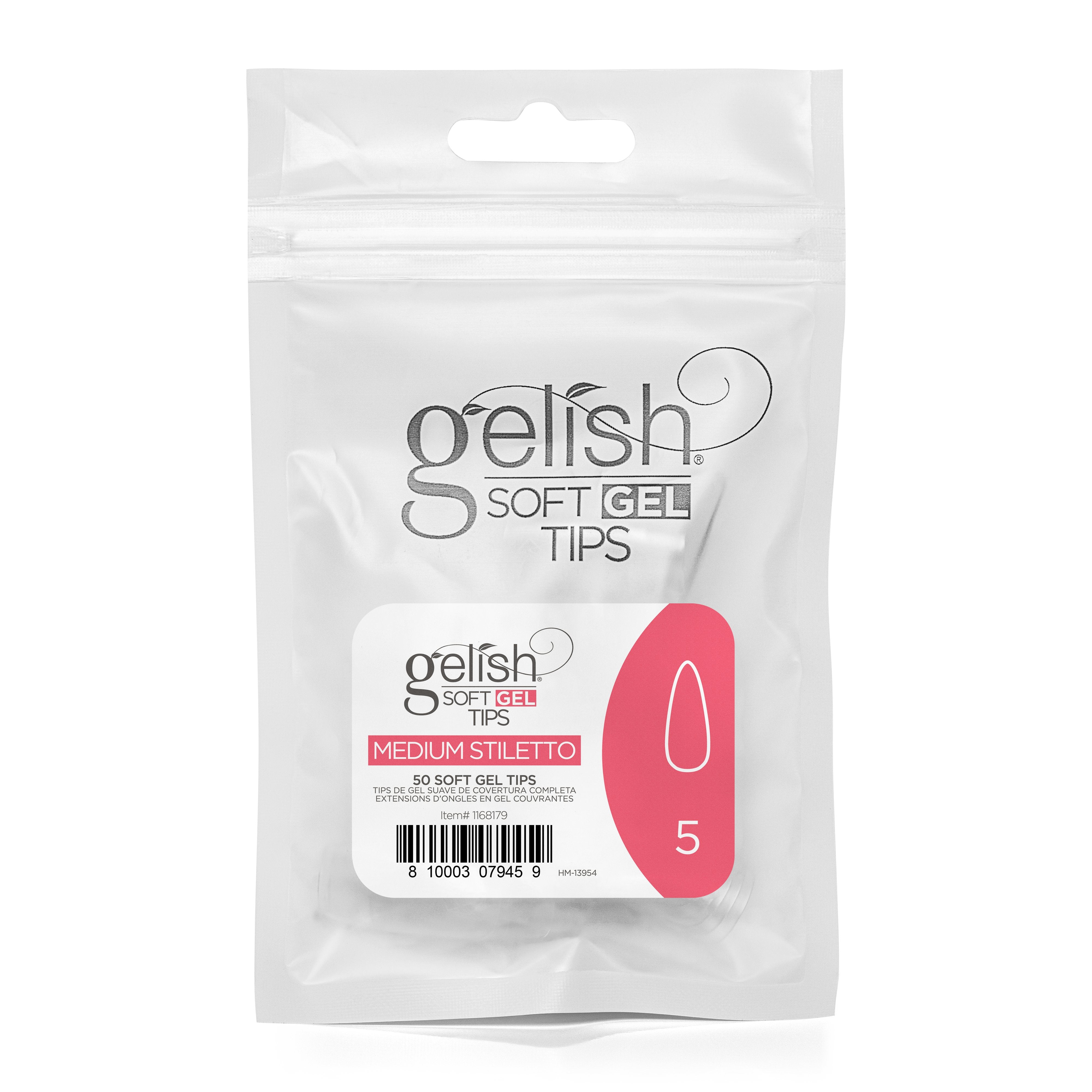 Gelish - Soft Gel Tips - Medium Stiletto Size 5 50CT Refill - Nail Extensions at Beyond Polish
