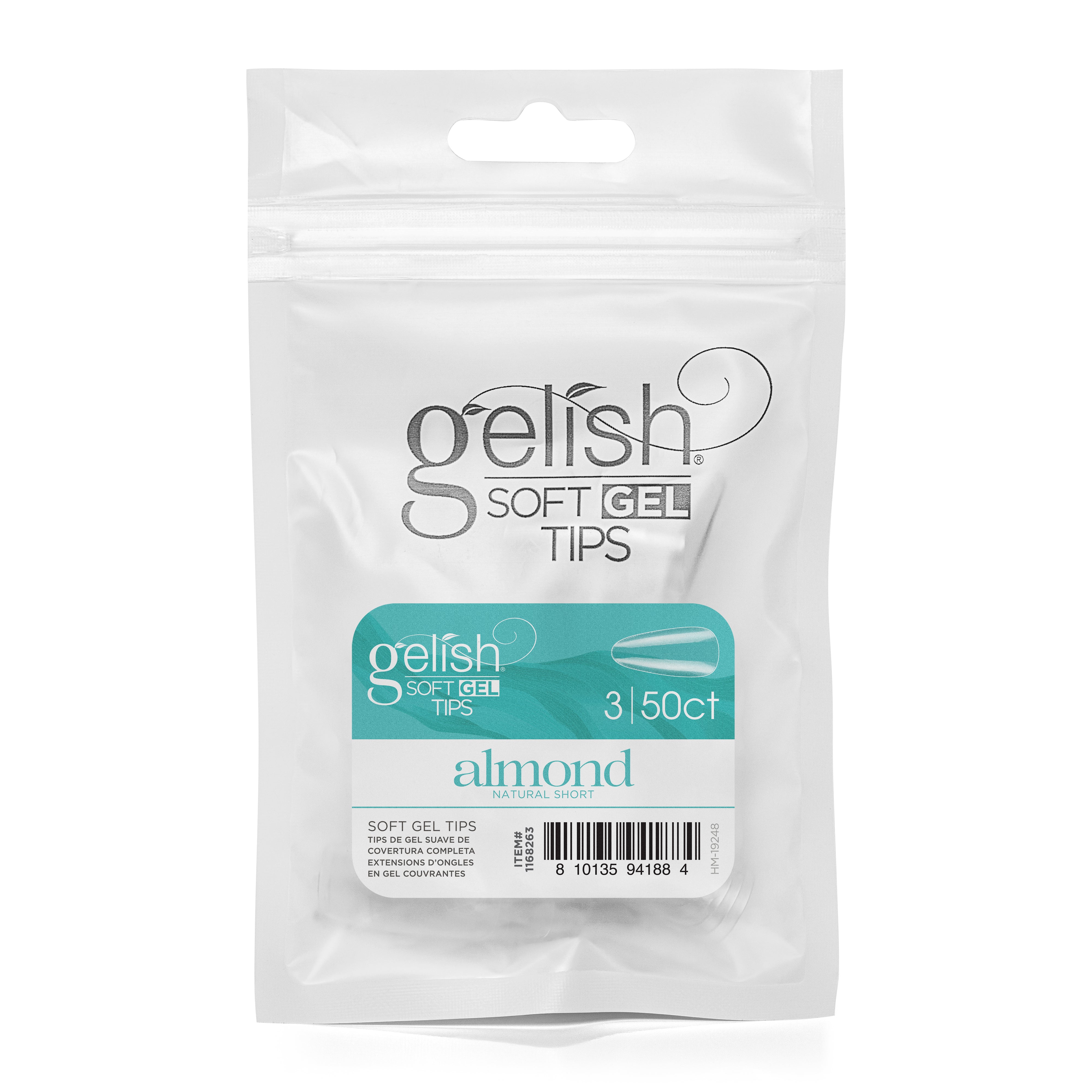 Gelish - Soft Gel Tips - Natural Short Almond size 3 50CT Refill - Nail Extensions at Beyond Polish