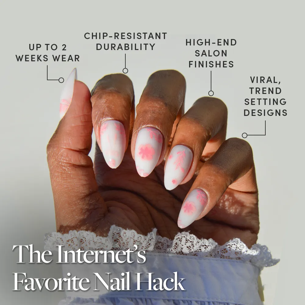 Glamnetic - Press On - Fleur Amour - Short Almond - Nail Extensions at Beyond Polish