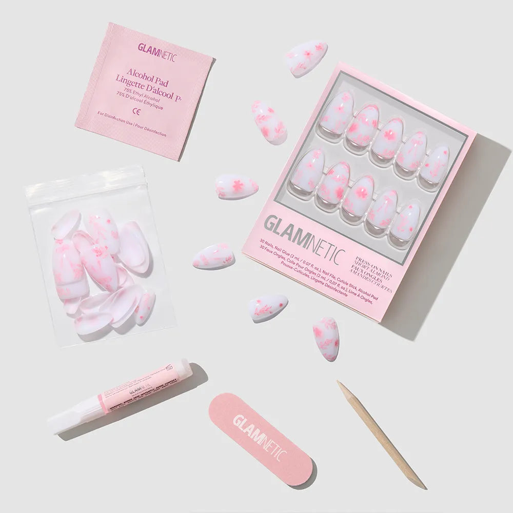 Glamnetic - Press On - Fleur Amour - Short Almond - Nail Extensions at Beyond Polish