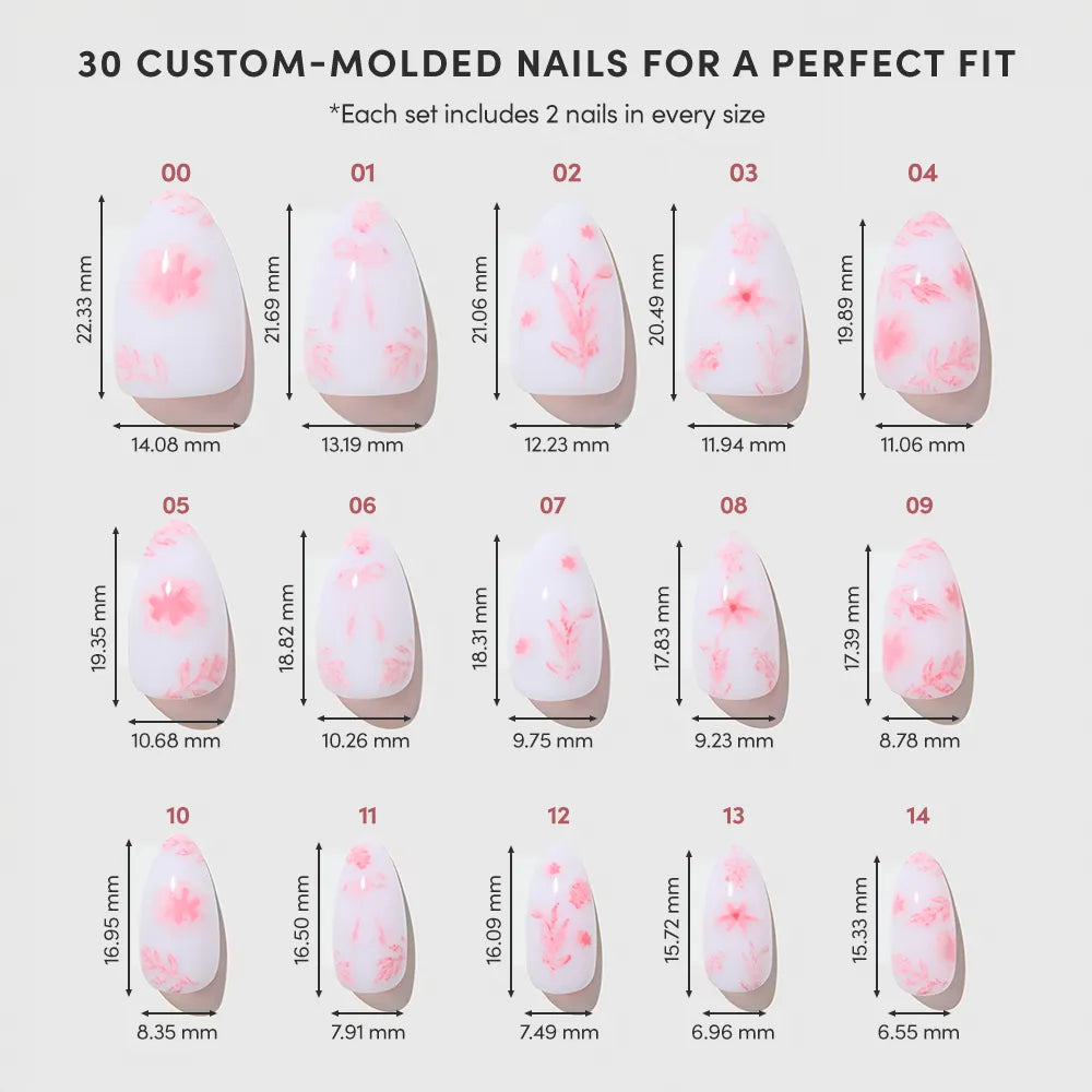 Glamnetic - Press On - Fleur Amour - Short Almond - Nail Extensions at Beyond Polish