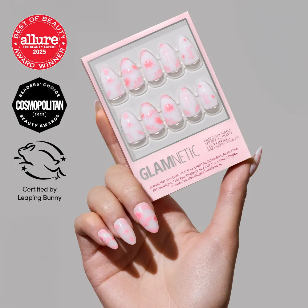 Glamnetic - Press On - Fleur Amour - Short Almond - Nail Extensions at Beyond Polish