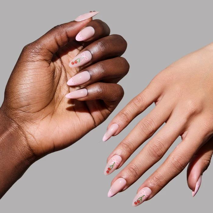 Glamnetic - Press On - Press On - Cherry Bow - Medium Almond - Nail Extensions at Beyond Polish