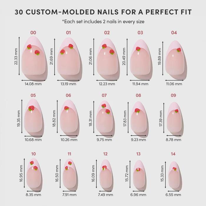 Glamnetic - Press On - Press On - Strawberry Bits - Short Almond - Nail Extensions at Beyond Polish