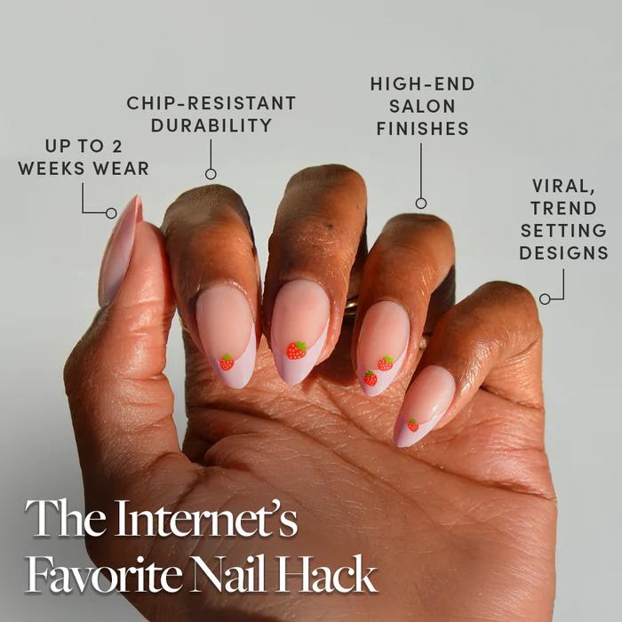 Glamnetic - Press On - Press On - Strawberry Bits - Short Almond - Nail Extensions at Beyond Polish