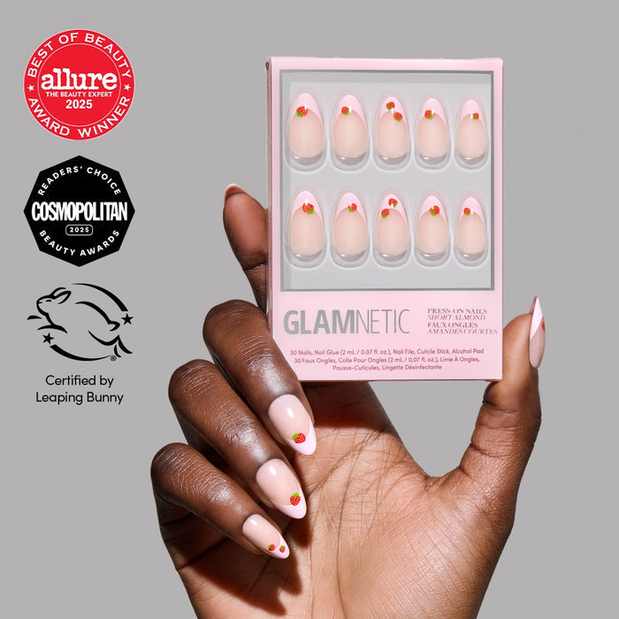 Glamnetic - Press On - Press On - Strawberry Bits - Short Almond - Nail Extensions at Beyond Polish