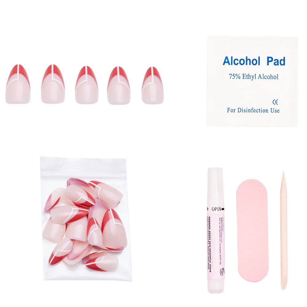 Glamnetic - Press On - Red Martini - Short Almond - Nail Extensions at Beyond Polish