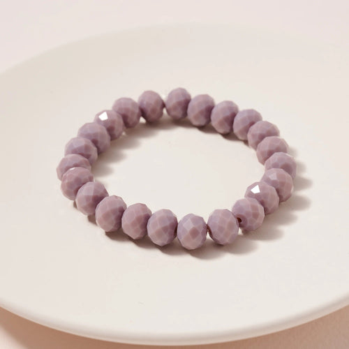 Glass Beaded Stretch Bracelet In Purple