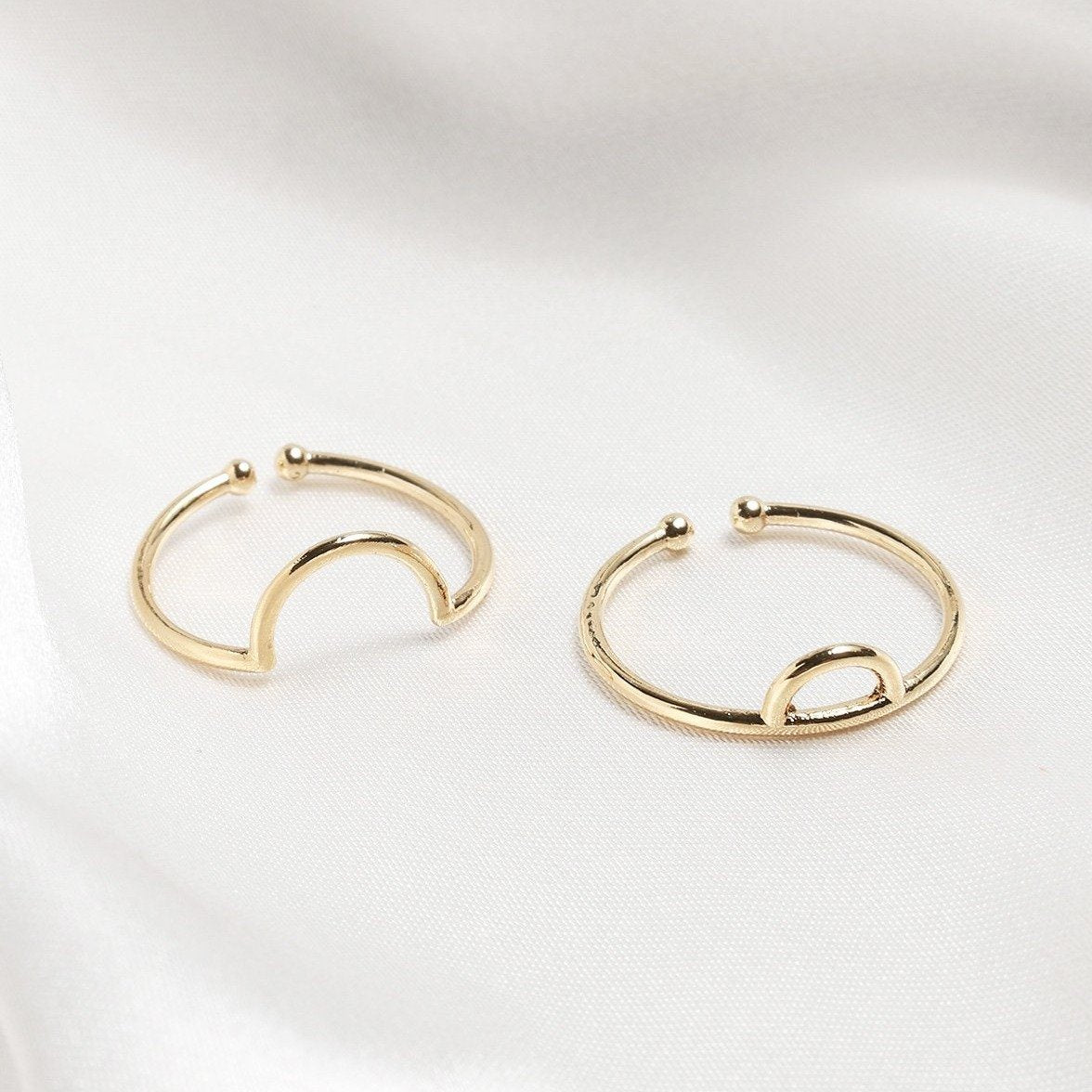Half Circle 14K Gold Dipped Layered Rings - Rings at Beyond Polish