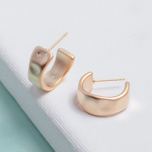 Hammered Huggie Hoops