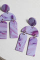 Handmade Marbled Clay Earrings in Lavender - Earrings at Beyond Polish
