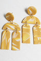 Handmade Marbled Clay Earrings in Yellow - Earrings at Beyond Polish