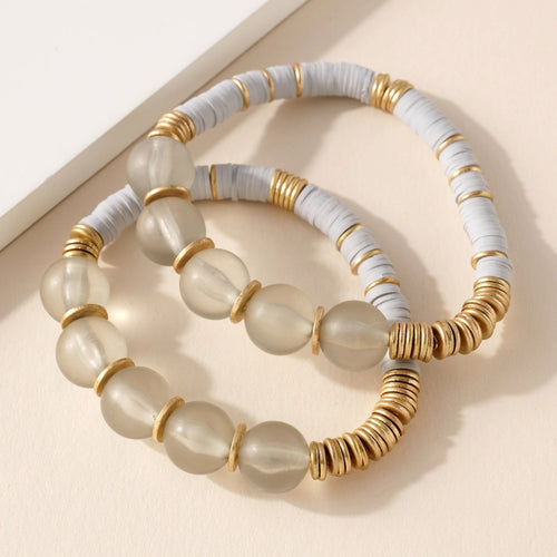 Heishi Glass Bead Bracelet Set