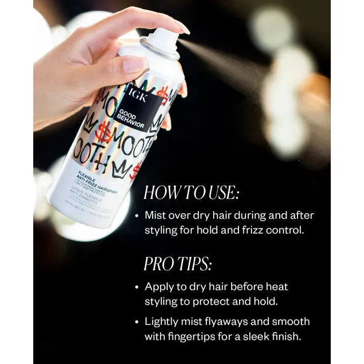 IGK - Good Behavior - Smooth Flexible Anti-Frizz Hairspray - 5.0 Oz - Hair at Beyond Polish