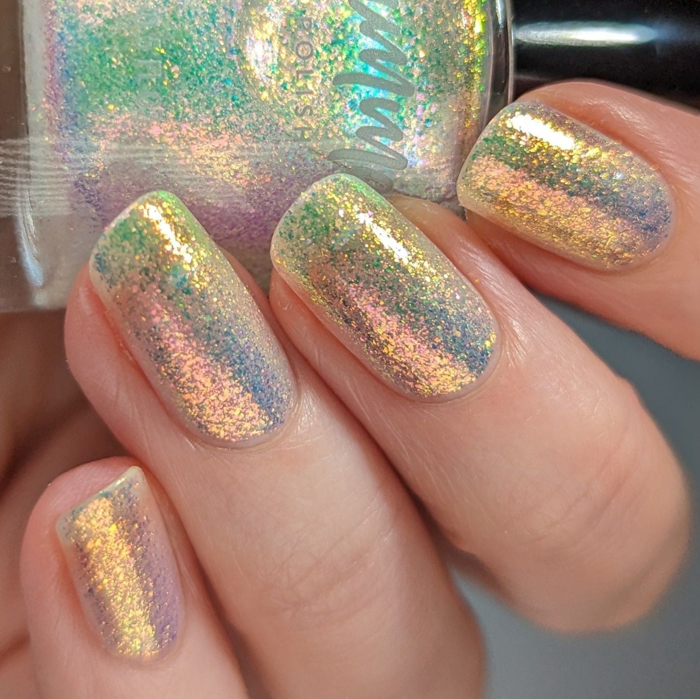 Soft Light Blue Frosted Pearl Nails
