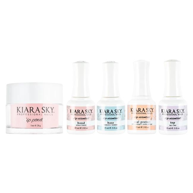 Kiara Sky Dip Powder Combo - Essentials Set & Pink Powderpuff - Dipping Powder at Beyond Polish