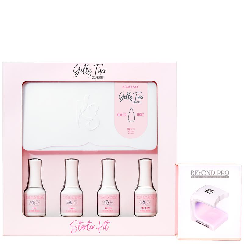 Kiara Sky - Gelly Tips Starter Kit With Lamp - Stiletto Short - Nail Extensions at Beyond Polish