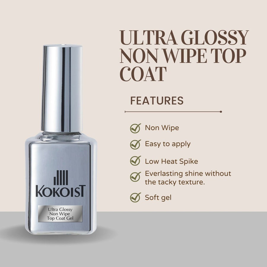 Kokoist - Ultra Glossy Non Wipe Top Coat 15ml - #T-2 - Top & Base Coats at Beyond Polish