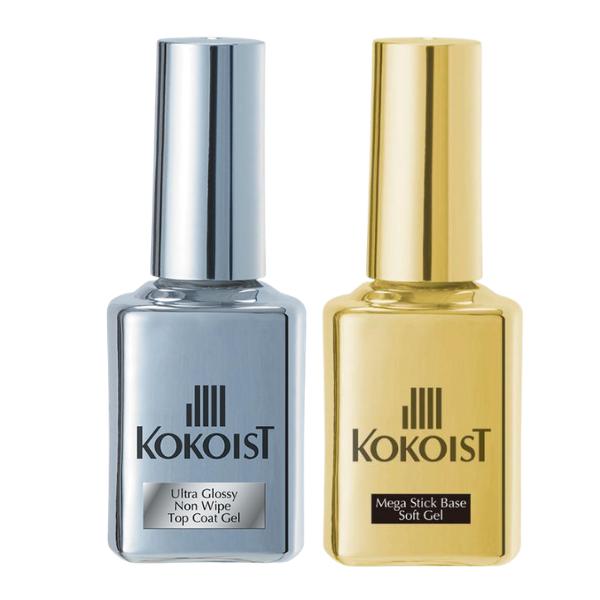 Kokoist - Ultra Glossy Non Wipe Top Coat + Mega Stick Base Soft Gel - Top & Base Coats at Beyond Polish