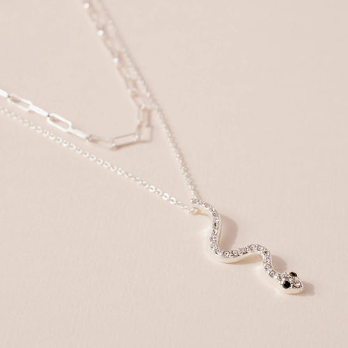 Layered Snake Pendant Chain Necklace