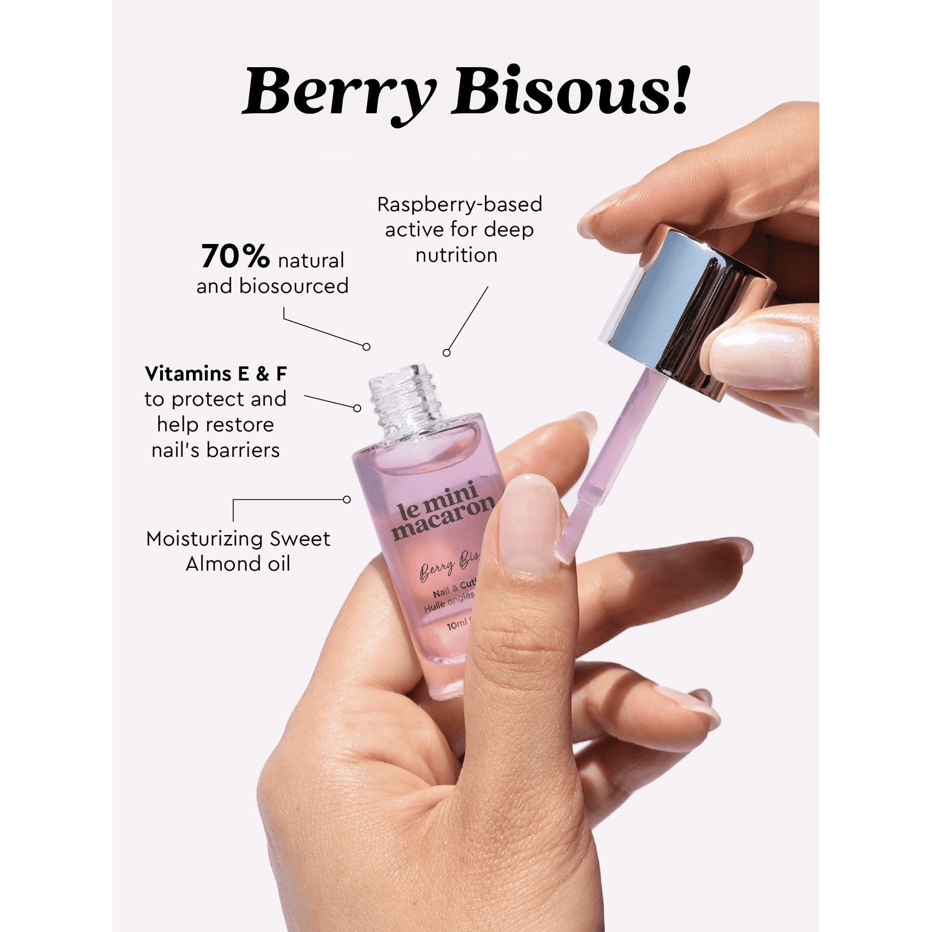 Le Mini Macaron - Berry Bisous Raspberry Nail & Cuticle Oil - Nail Treatment at Beyond Polish