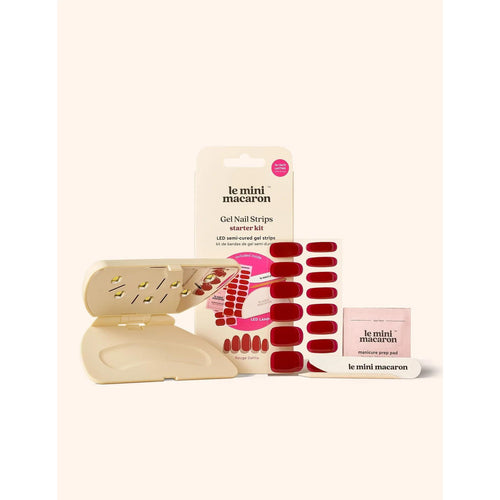 Le Mini Macaron Gel Manicure Kit - Gel Strip Starter Kit- Rouge Dahlia