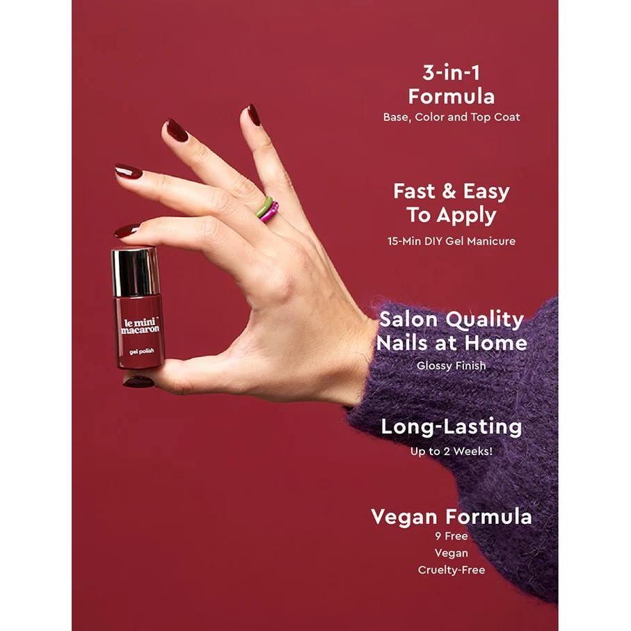 Le Mini Macaron Gel Manicure Kit & Top - Cassis - Top Coat & Gel at Beyond Polish