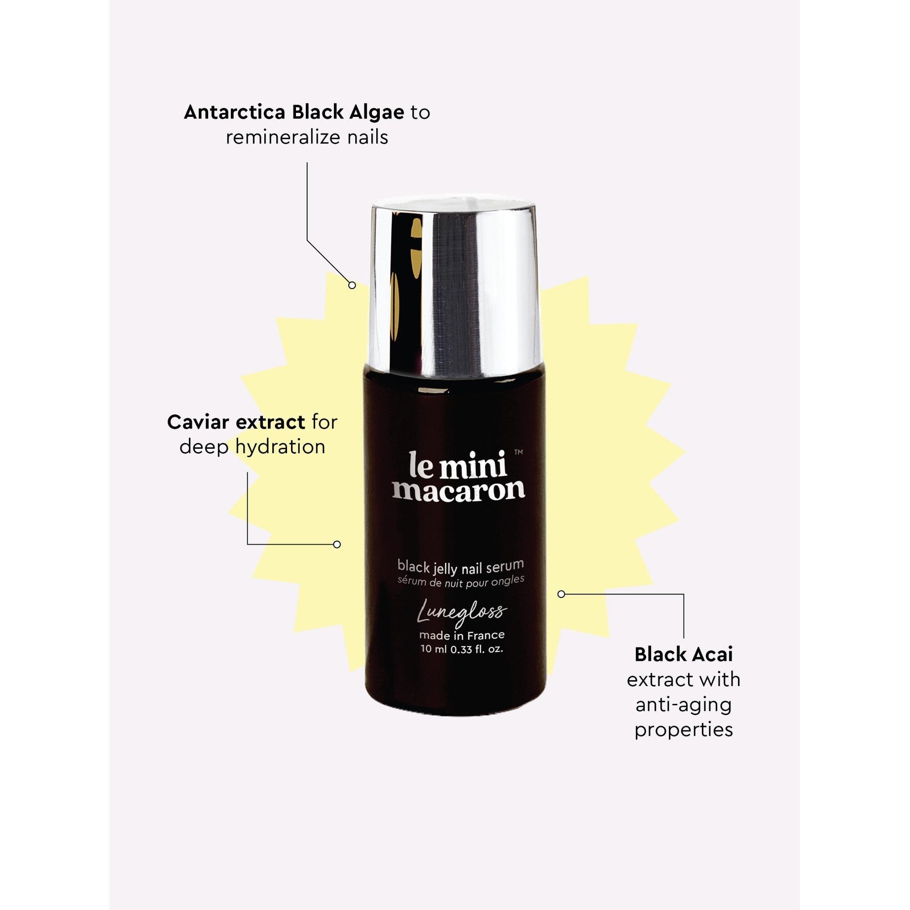 Le Mini Macaron - Lunegloss Black Jelly Nail Serum - Nail Treatment at Beyond Polish