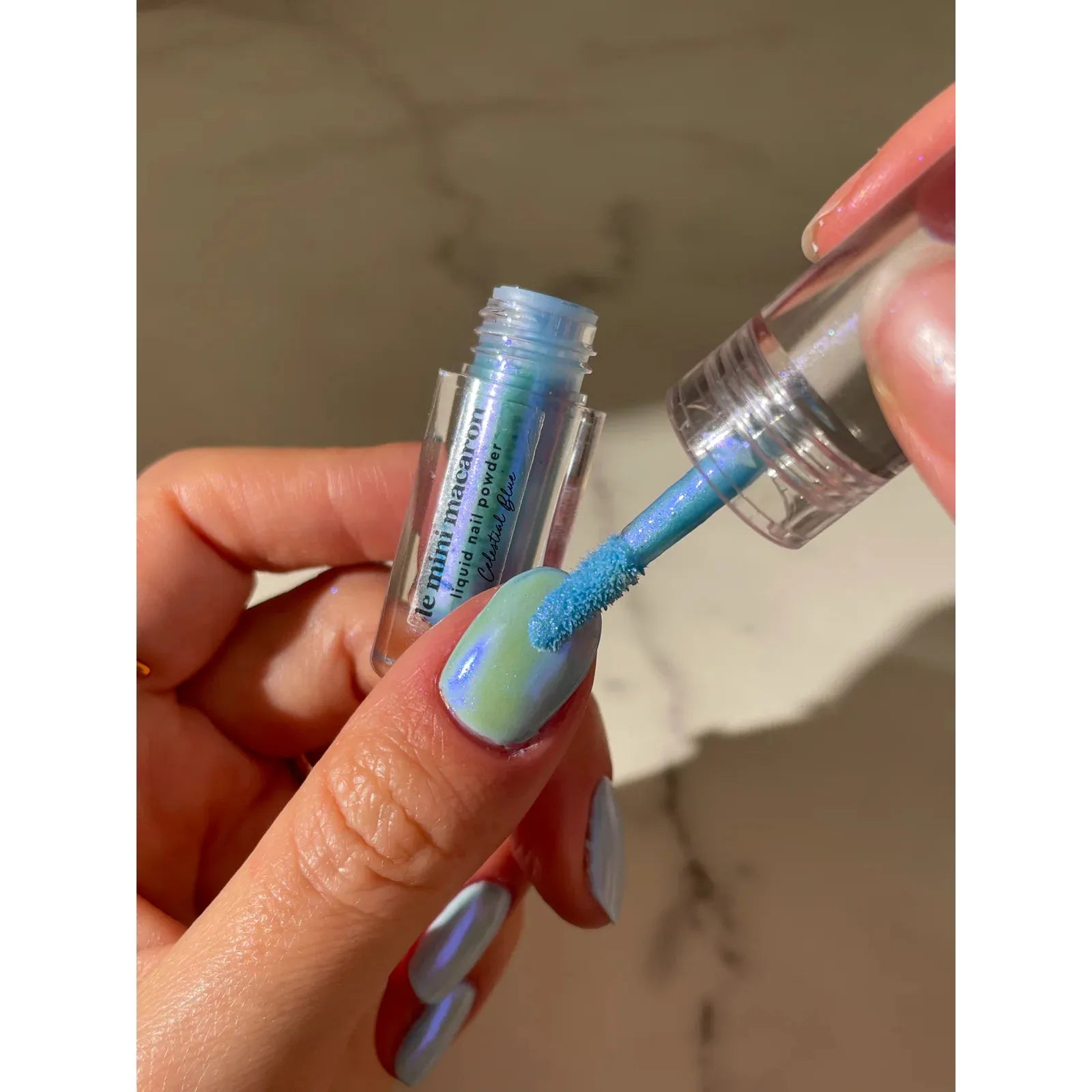 Le Mini Macaron - Stardust Liquid Nail Powder- Celestial Blue - Nail Art at Beyond Polish