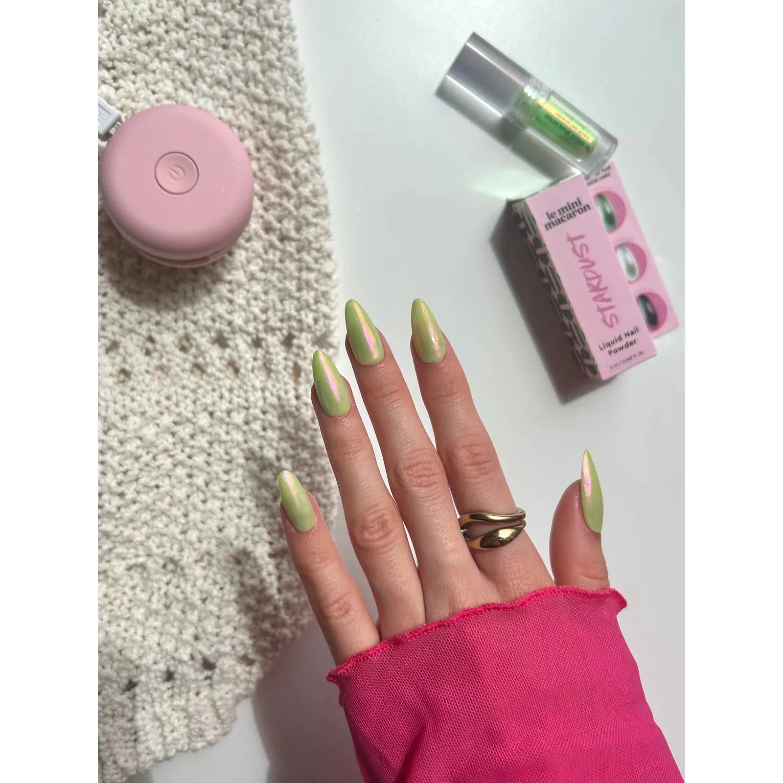 Le Mini Macaron - Stardust Liquid Nail Powder- Cosmic Green - Nail Art at Beyond Polish