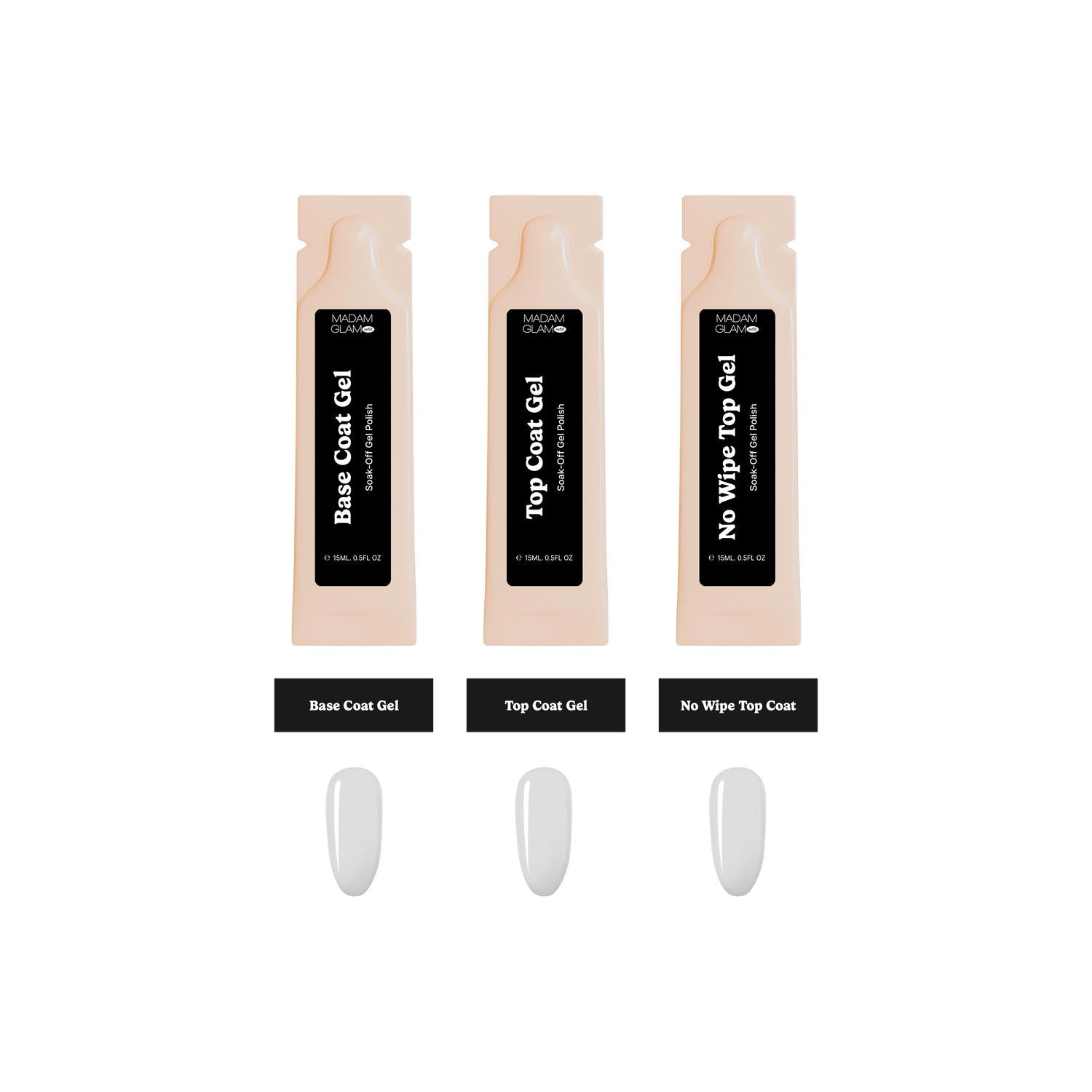 Madam Glam - Gel Polish - Essential Refill Sachets Bundle - Top & Base Coats at Beyond Polish