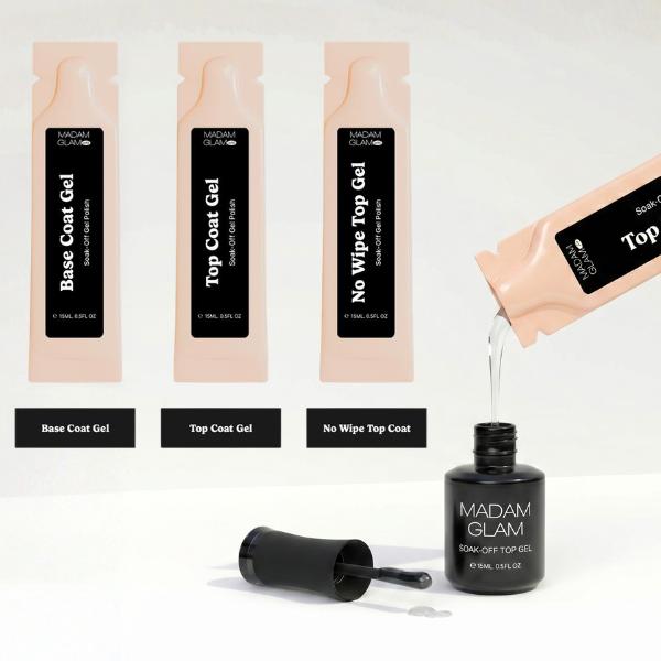 Madam Glam - Gel Polish - Essential Refill Sachets Bundle - Top & Base Coats at Beyond Polish